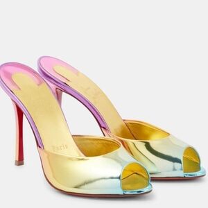 🍒Christian Louboutin Me Dolly 100 mirrored leather mules Size 10